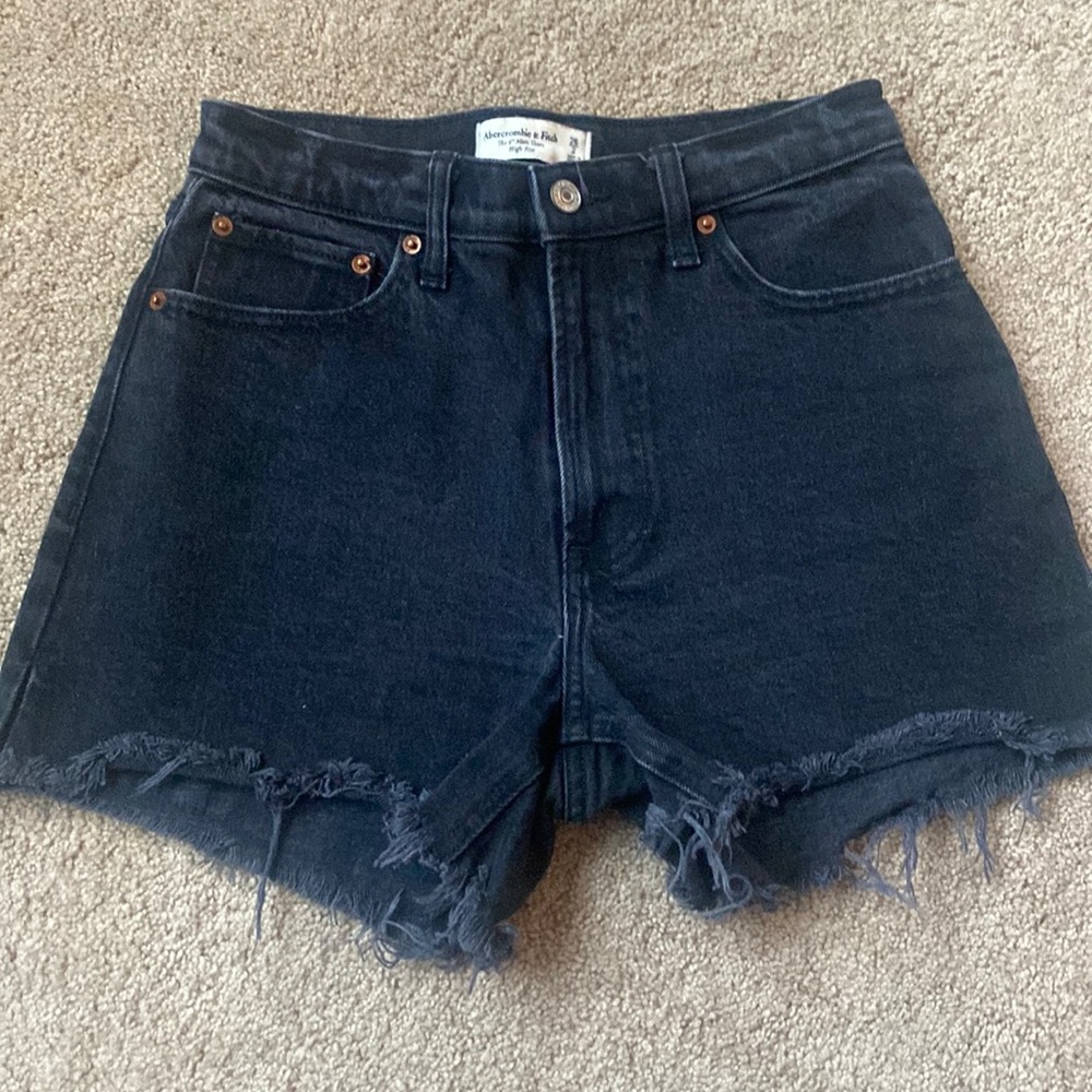 Abercrombie & Fitch 4 inch mom shorts high rise curve love black denim shorts 26